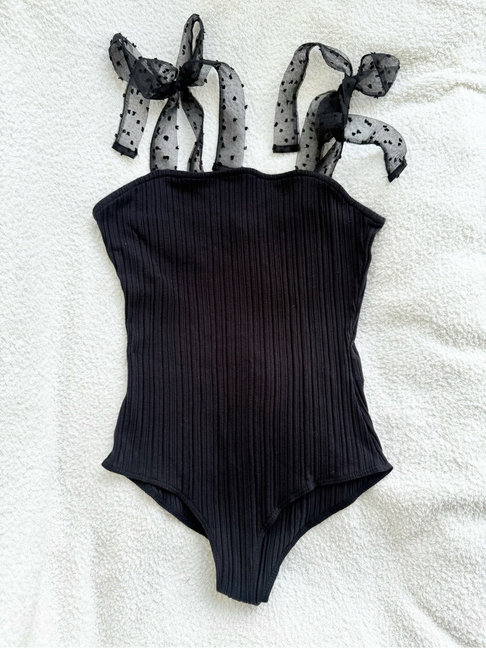 Swiss Dot Shoulder Tie Bodysuit